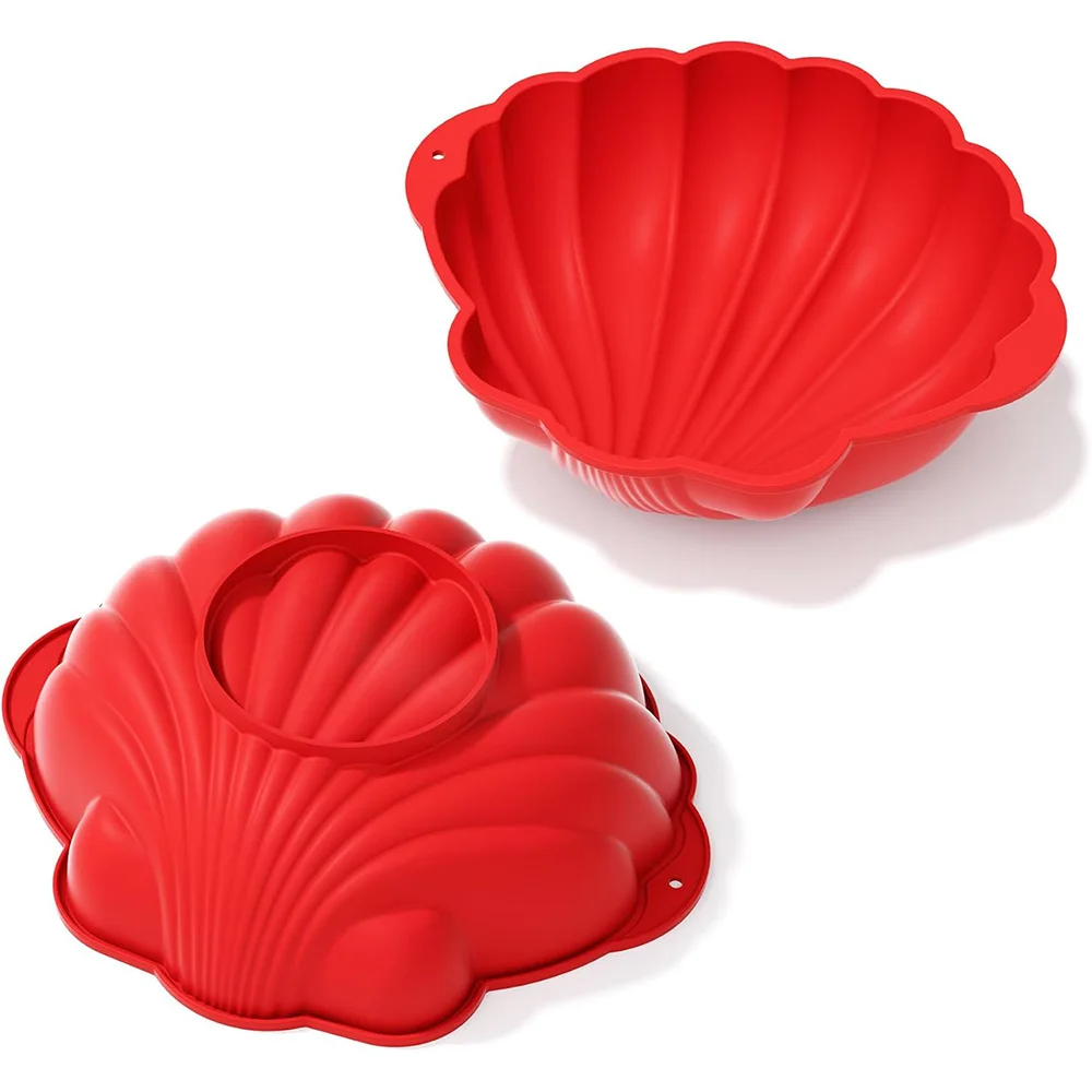 Silicone shell- Shaped Cake Pans 10 Inch Large shell Cake Pan Nonstick Silicone Molds for Baking Cake, Breads, Pies, Tarts,Jello