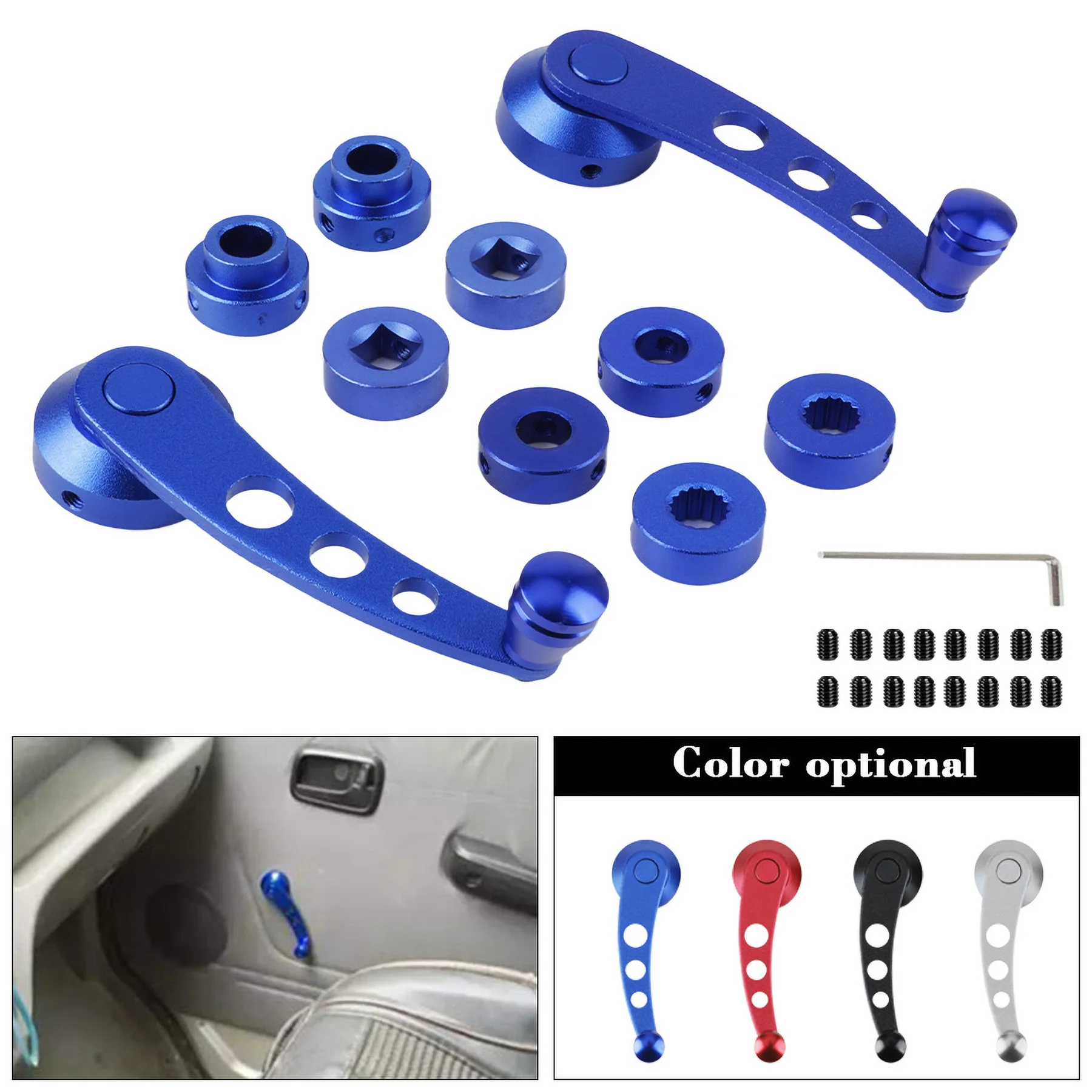 1Set  Universal Car Window Handle Aluminum Alloy Winder Riser Replacement Winder Crank Riser Window Handles