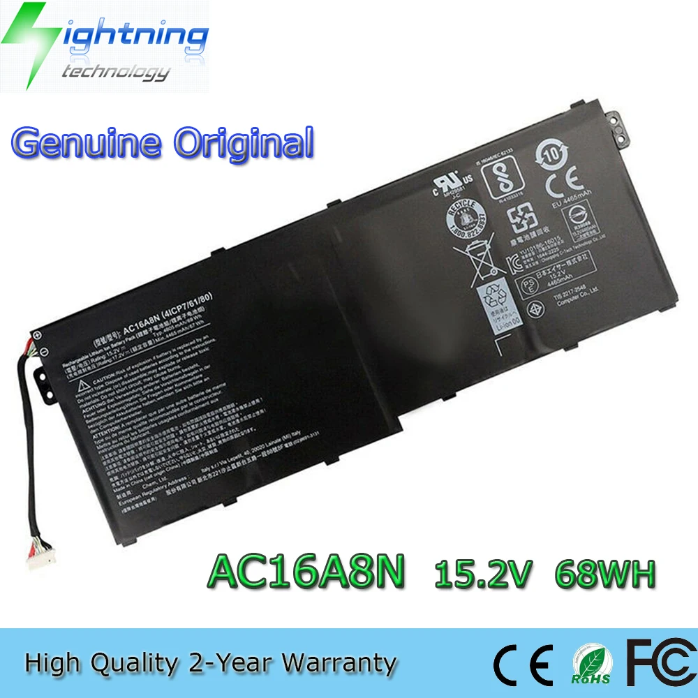 New Genuine Original AC16A8N 15.2V 68Wh Laptop Battery for Acer Aspire V17 VN7-793G V15 VN7-593G VN7-593G-54L3