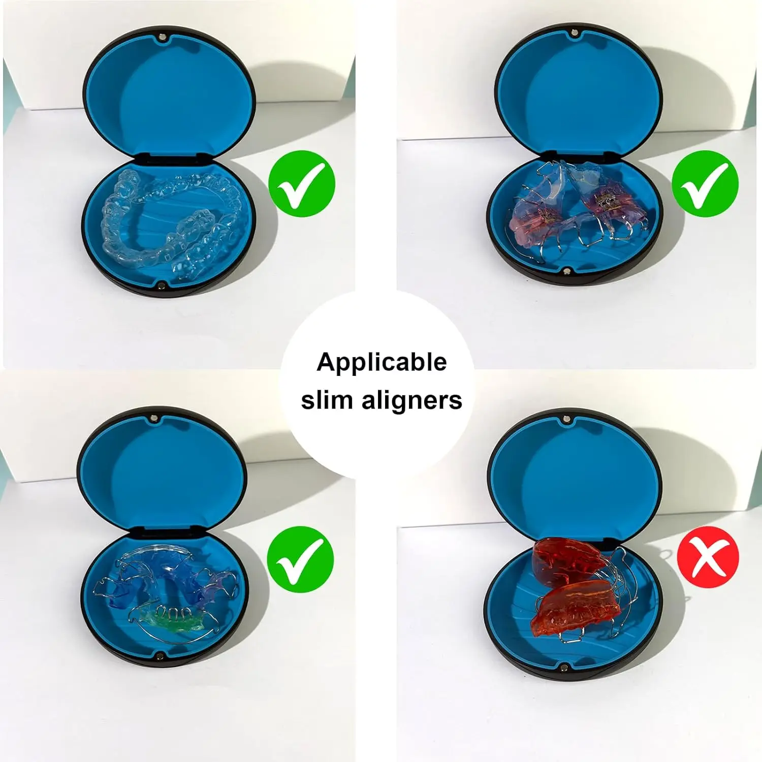 2 Stück Haltegehäuse Kompatibel mit Invisalign, Niedliches Schlankes Aligner-Etui, Maßgefertigte Kieferorthopädische Haltegehäuse mit Magnetverschluss – Detail 5