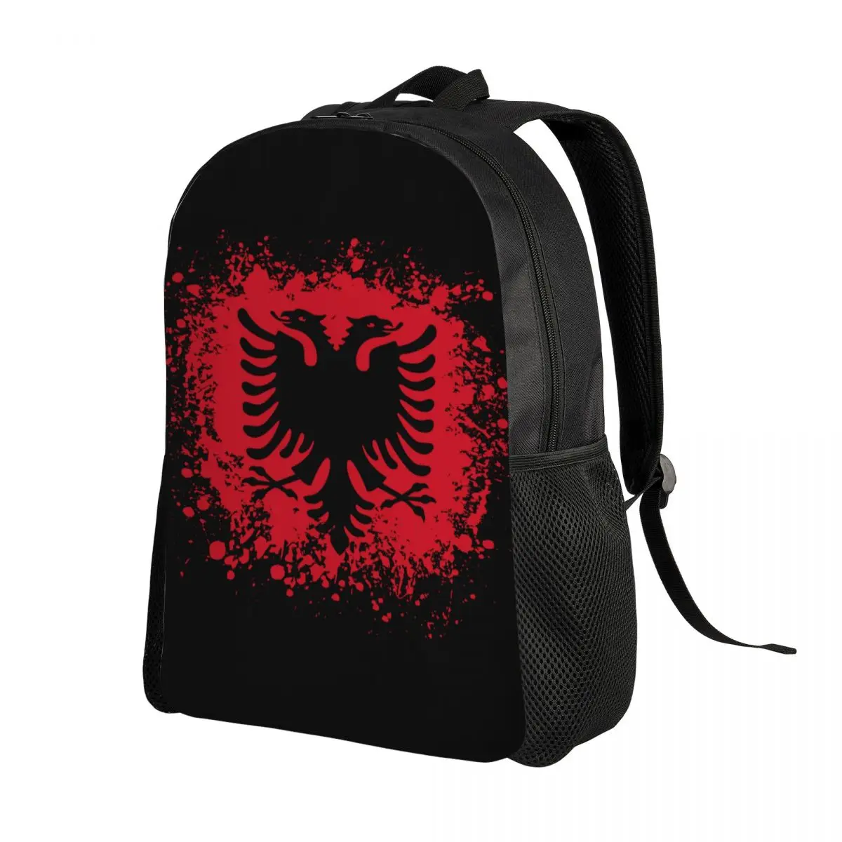 Custom Retro Albania Flag Travel Backpack Women Men School Computer Bookbag Albanian Eagle College Student Daypack Bags