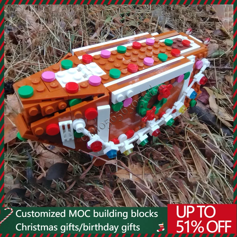 

459 PCS MOC Customize Gingerbread Sand Crawler Building Block Tracked Vehicle Model Children Educational Set Toys Festival Gifts