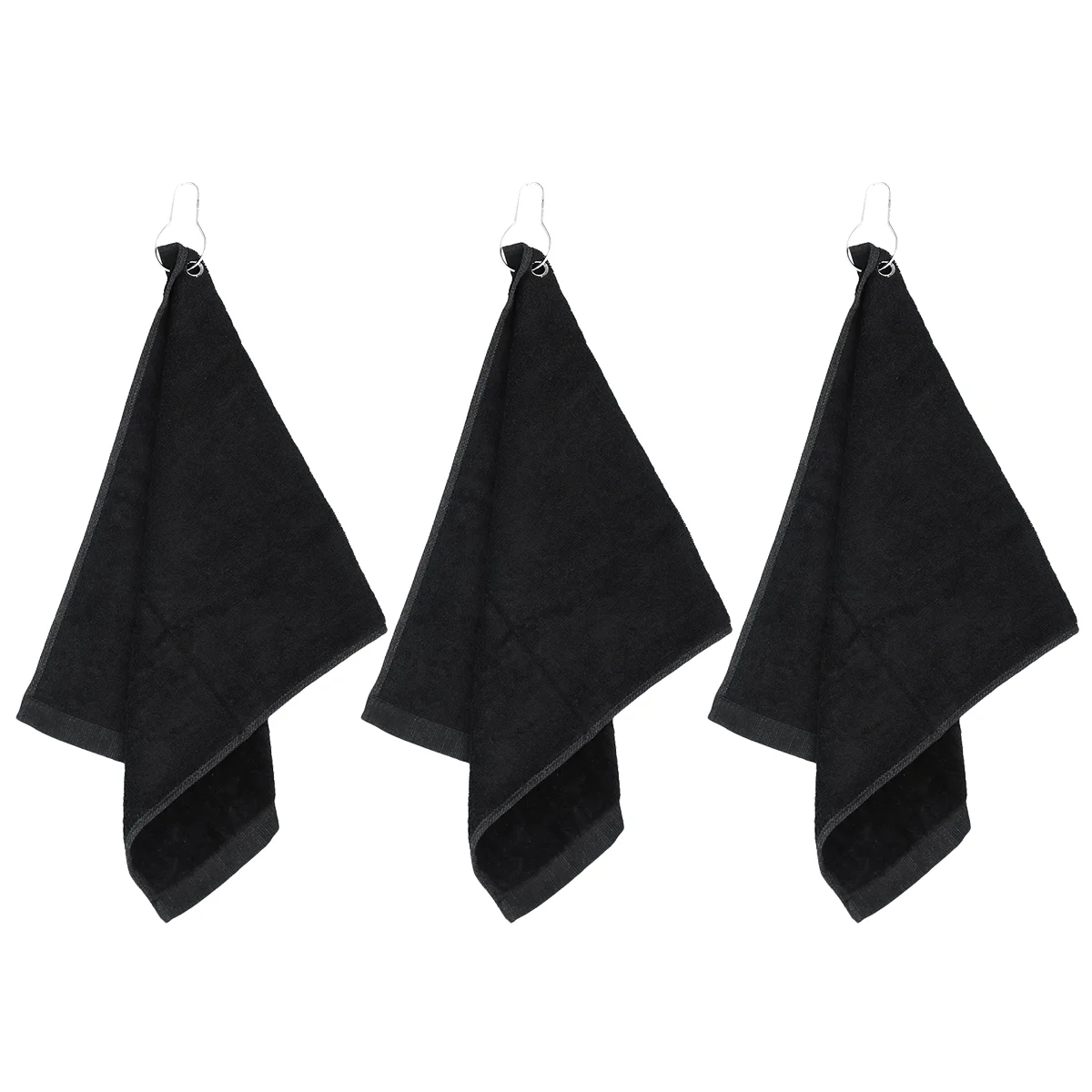 

3pcs Portable Towel Practical Hole Towel with Hook Comfortable Cotton Sports Towel for Outdoor Indoor Use (Black)