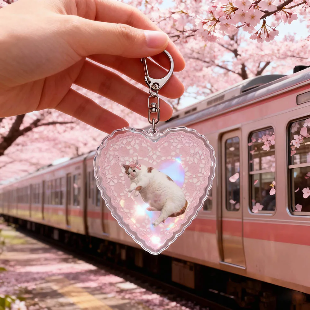 Cherry Blossom Pink Cat Keychain Accessories Bag Charms Cat Sheep Bear Women Girls Women Keyrings Jewelry Fans Freinds Gift