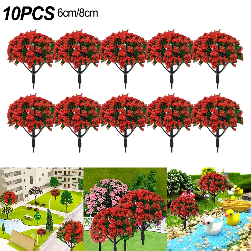 10pcs Artificial Model Trees 6/8cm 1/150 1/100 Scale Plastic Small Landscape Ornament Forest Diorama Scenery Layout Decoration