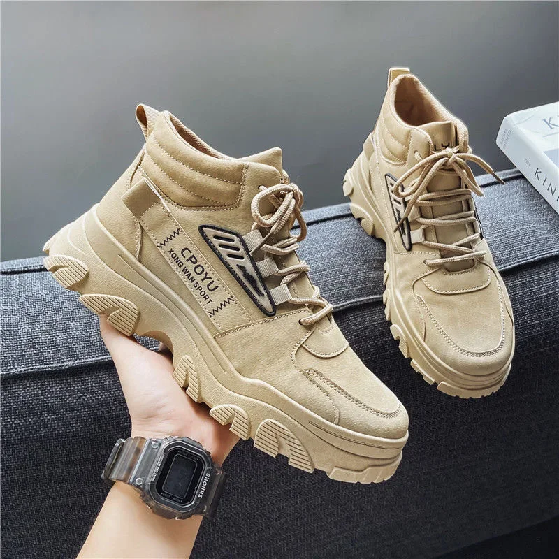 

2024 Men's Casual Boots Fashion Platform Shoes Outdoor Comfortable Hiking Boots High Top Anti-Slip Work Boots Zapatillas Hombre