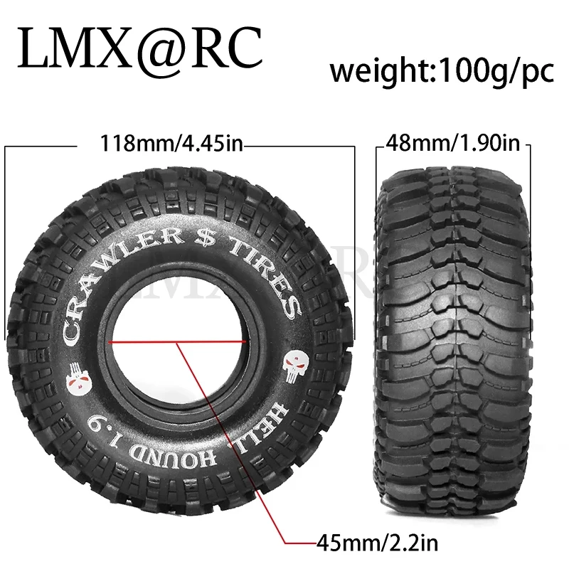 RC รถ 1.9 Crawler ยาง 105-120 มม.โฟม Fit ยางสําหรับ Axial SCX10 90047 SCX10 III SCX10 Pro AXI03007 Redcat Gen8 TRX-4,4PCS