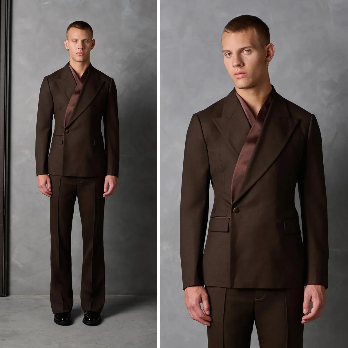 Business Brown Men's Suits for Wedding Office Jackets Pants Slim Fit 2 Piece Sets Formal Groom Cocktail Street Wear Customized