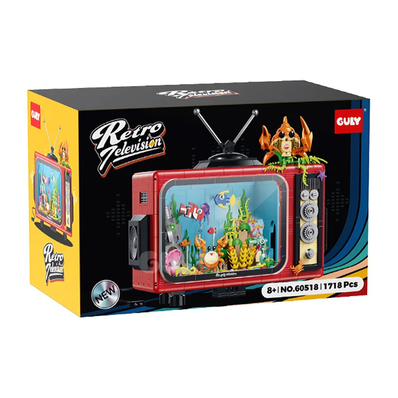 

В НАЛИЧИИ 60518 MOC Ocean Ретро ТВ Строительные блоки Сборка аквариума Кирпичи Модель DIY Детские игрушки Рождественский подарочный набор