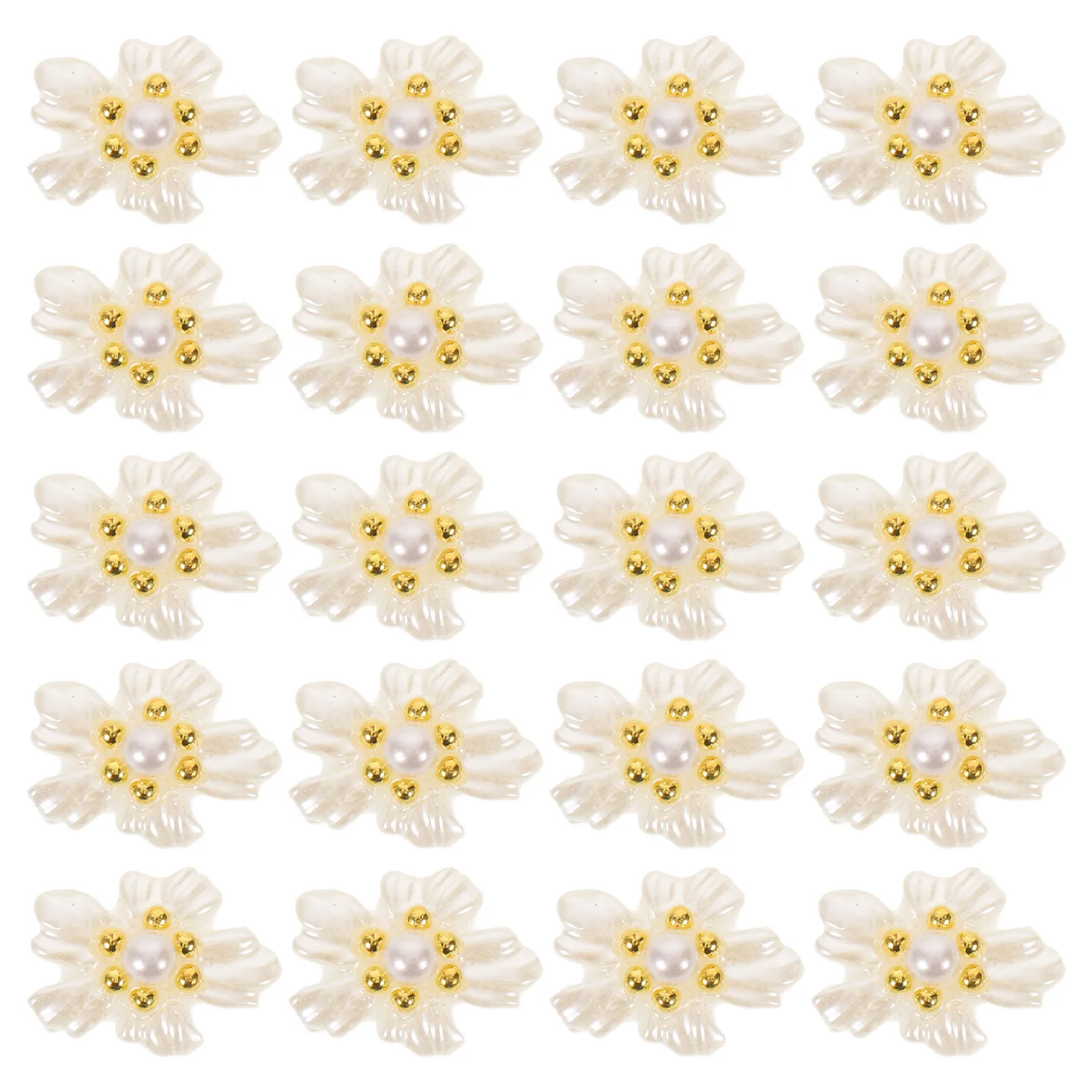 

20Pcs Nail Art Decoration Flower Gems for Nails 3D Floral Charms with Pearl and Crystal Accents Cute Small Nail Flowers for DIY