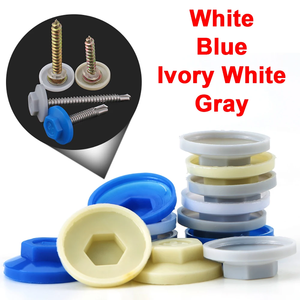 

50pcs Outer Hexagonal Drill Self-tapping Screw Waterproof Cap Plastic Cap Self-drilling Screw Cap/color Steel Tile Screw Cap