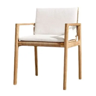 كرسي طعام حديث من خشب الساج مصنوع من الخيزران المنسوج لظهر منتجع الفناء والحديقة #5