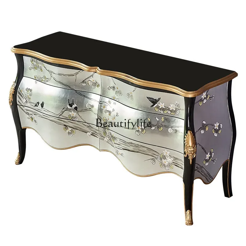 

FG10*Modern new Chinese wine hall lobby villa high-end entry solid wood painted decorative cabinet