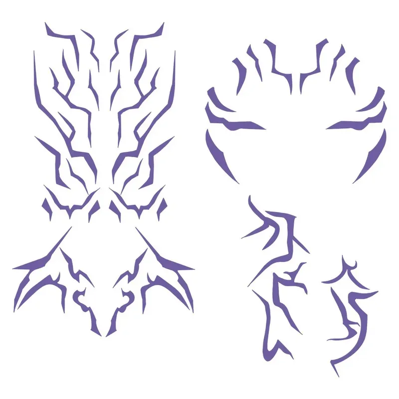 Cy2025 الكرتون شيطان هنتر من KPop تأثيري رومي الأرجواني الوشم ملصق زي اكسسوارات حفلة تمويه هالوين لعب الأدوار برو