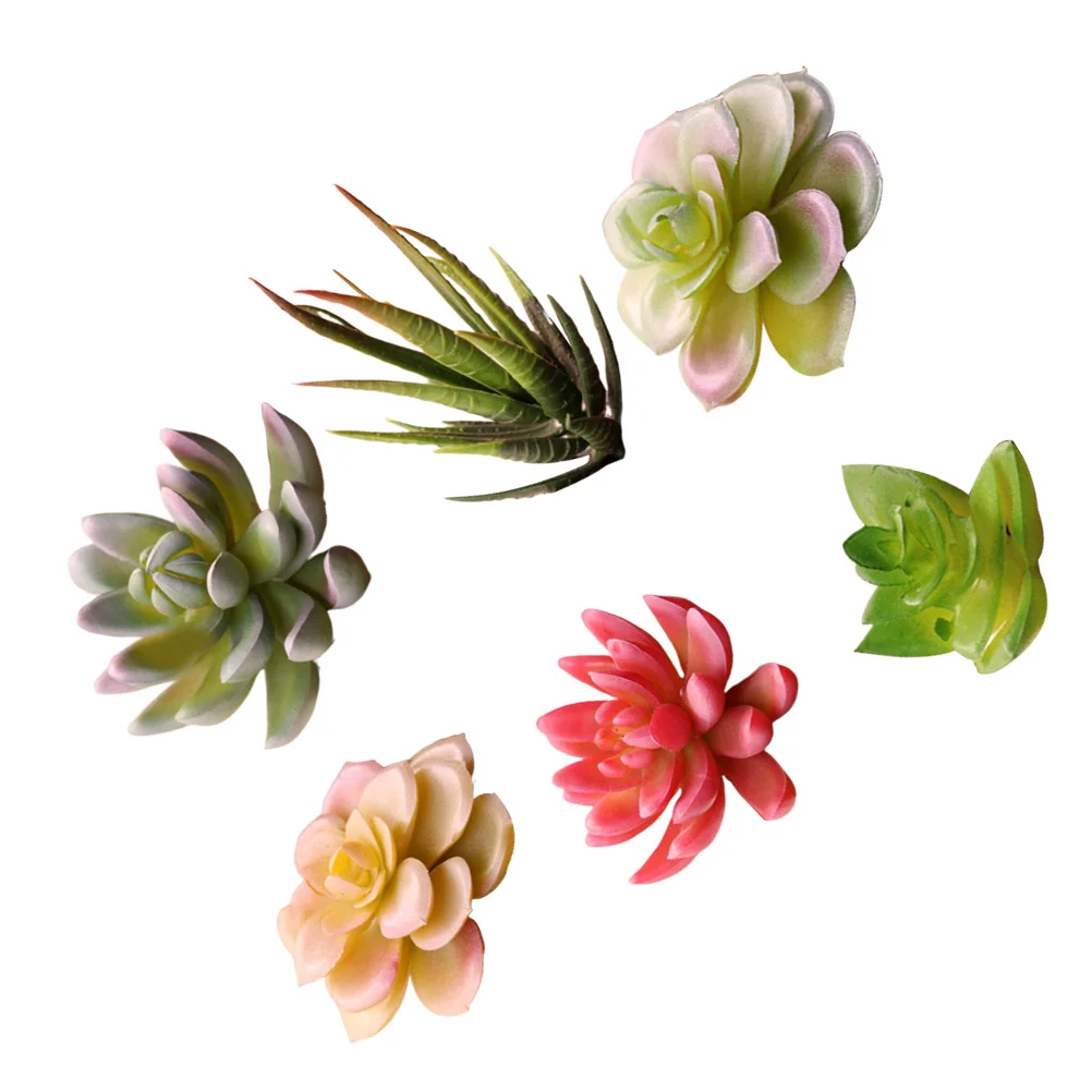 

6 Pcs Fake Flowers with Vase Artificial Plants Indoor Decor Succulent Ornament Juicy