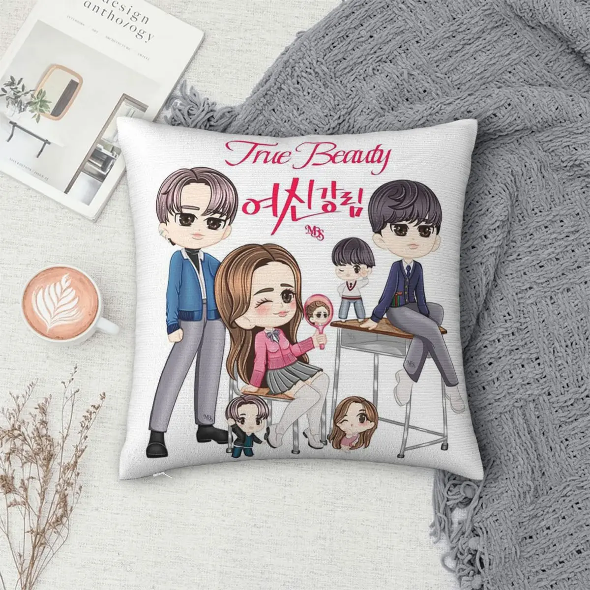 True Beauty Tv Drama Hwang In Youp Cha Eun Woo Square Pillowcase Pillow Cover Cushion Decor Comfort Throw Pillow for Home Sofa