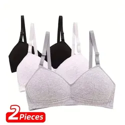 2 PCS Women Bra Wireless Underwear 100 Cotton Lining Pure Cotton Fabric Breathable Black Incanus Sports Fitness Yoga Casual