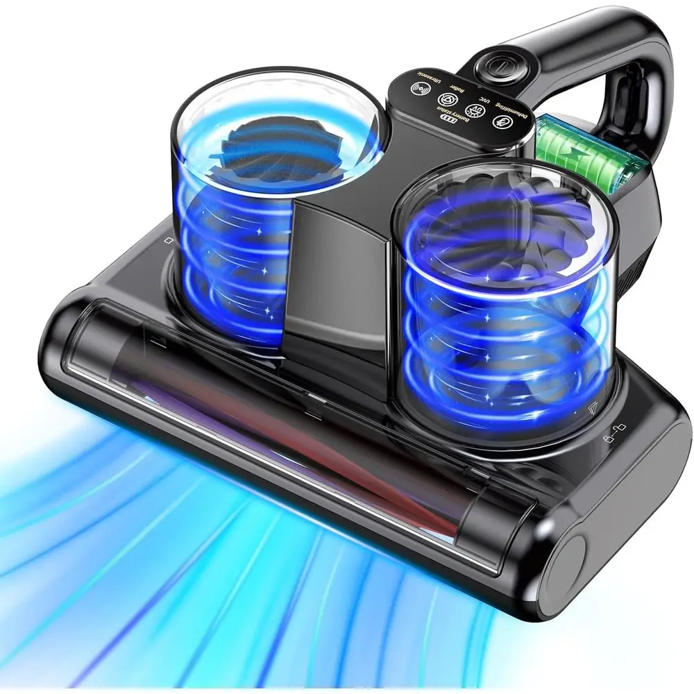 

Cordless Bed Vacuum with 16Kpa Suction, UV-C Light, Ultrasonic Tech, HEPA Filtration, 4*2500mAh Battery, Dual Modes, Filter Incl