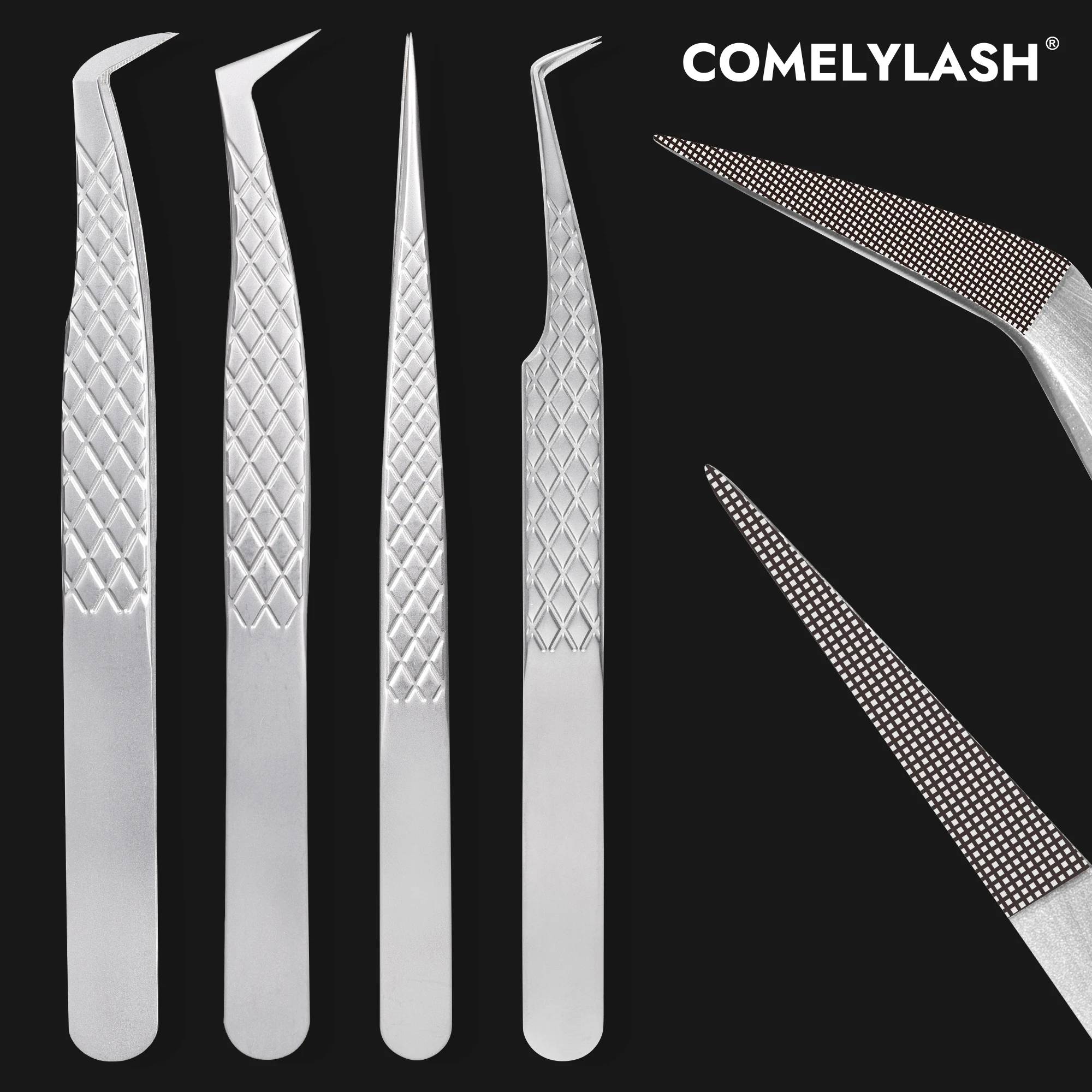 Comelylash precision Fiber Tip Grip Mega Volume Lash Tweezers 90 Degree Lash Tweezers for Eyelash Extensions