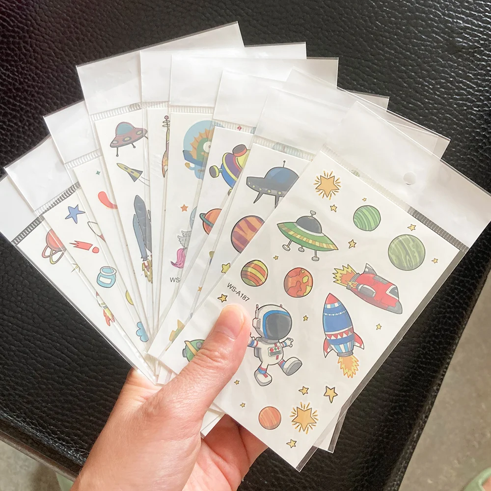 100+ Pieces Space Temporary Tattoos for Kids 10 Sheets Alien Birthday Party Decoration Rocketship Solar System Tattoo Sticker