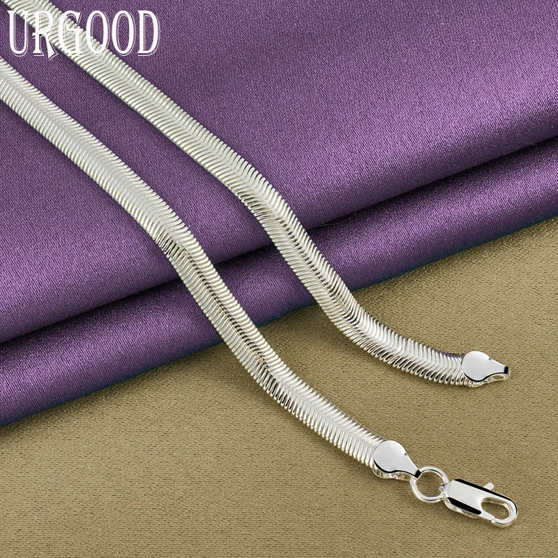 High-quality 6MM Flat Soft Snake Chain Fashion Silver Color Women Mens Wedding Necklace Bracelets Jewelry Set With