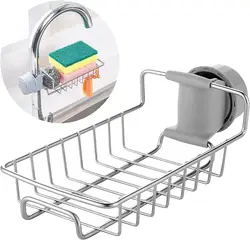 1Pc No Suction Cup Kitchen Sink Organizer Faucet Mounted Rustproof Sponge Holder Soap Drainer Towel Rack