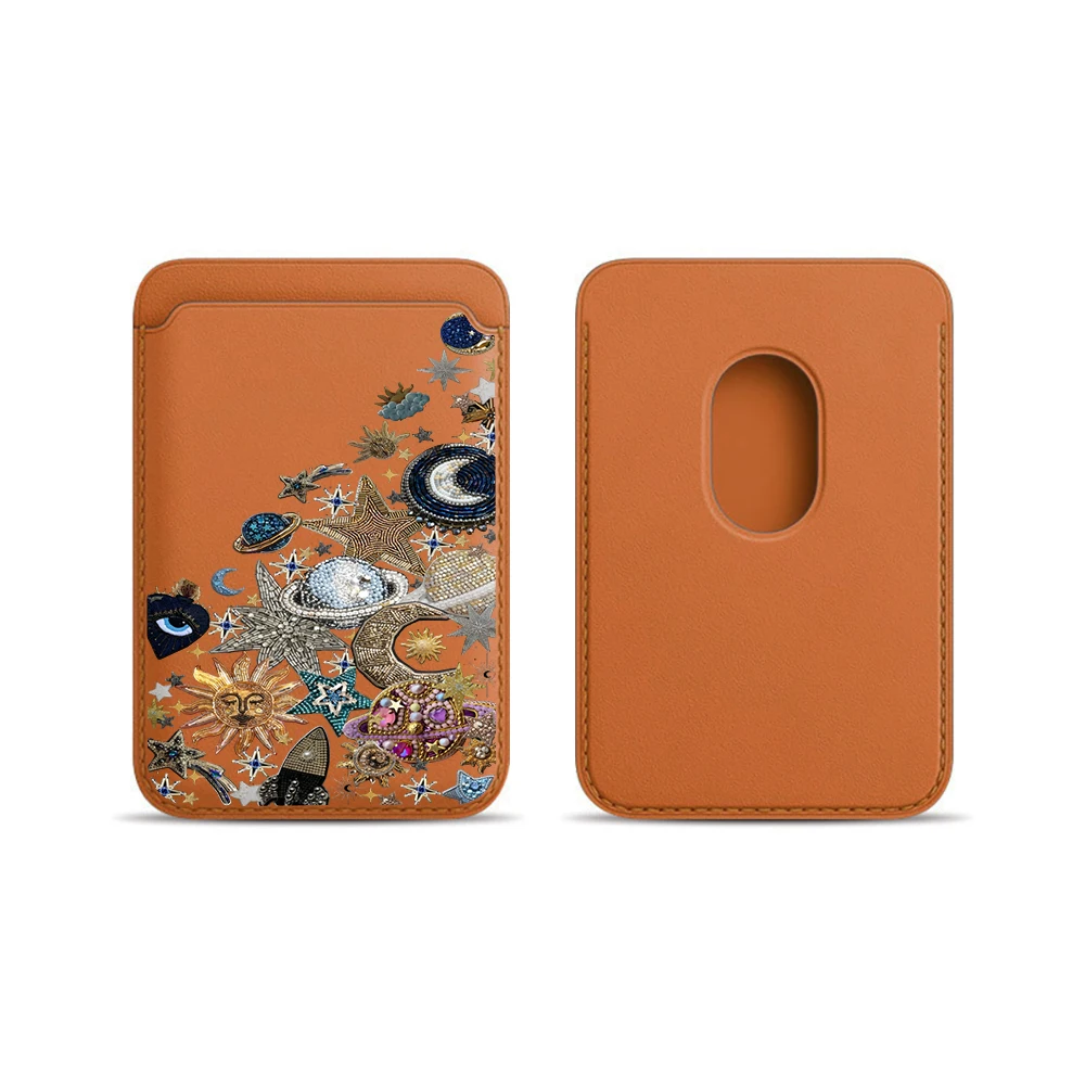 Golden Stars Moon Y2K Leder-Kartenetui Handyhülle Kartenhalter Magnetische Hülle Geeignet für alle iPhones mit Magsafe-Kartenfunktion – Detail 14