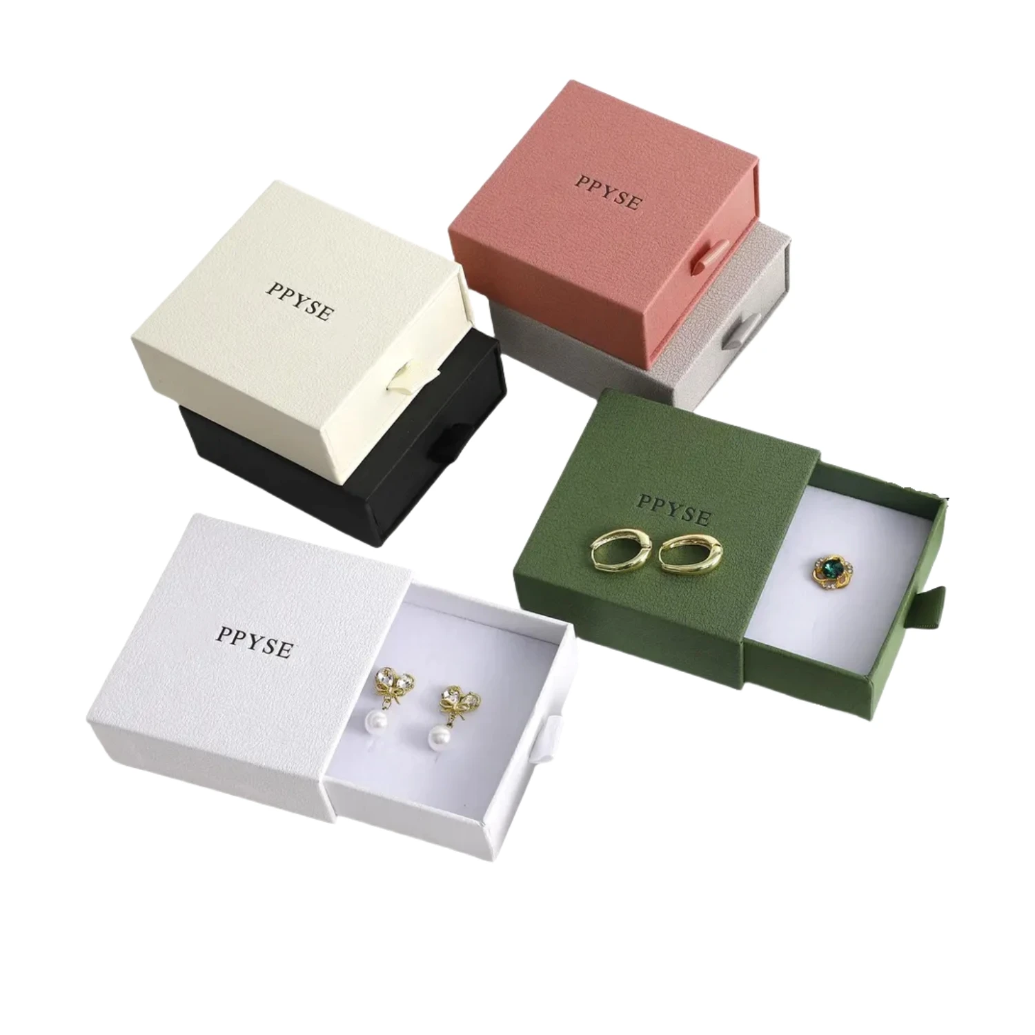 

20PCS 9*9*3.5cm wholesale drawer box ring box with sponge custom personalized logo exquisite jewelry packaging jewelry