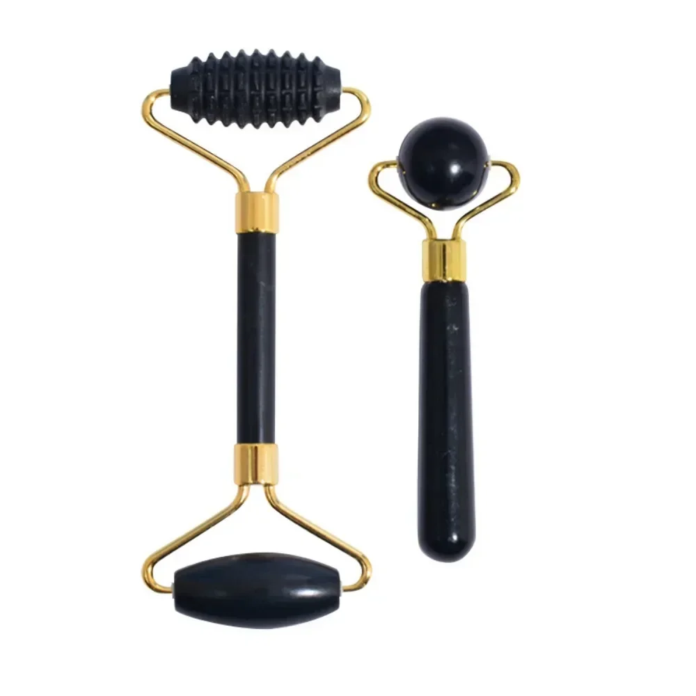 3pcs Natuurlijke Rose Jade Roller Gezichtsmassage Gua Sha Board Jade Massager Body Facial Eye Schrapen Acupunctuur Face Lift