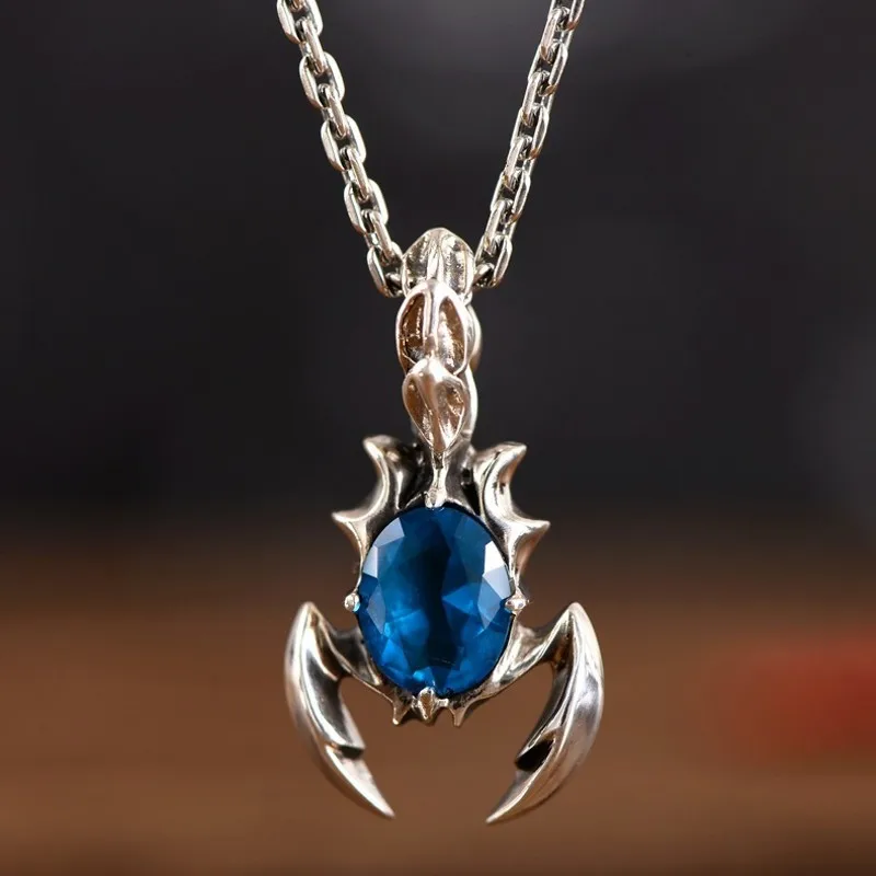 BOCAI S925 Silver Charms Pendants for Women Men New Fashion Scorpio Red-Garnet Personality Jewelry Wholesale