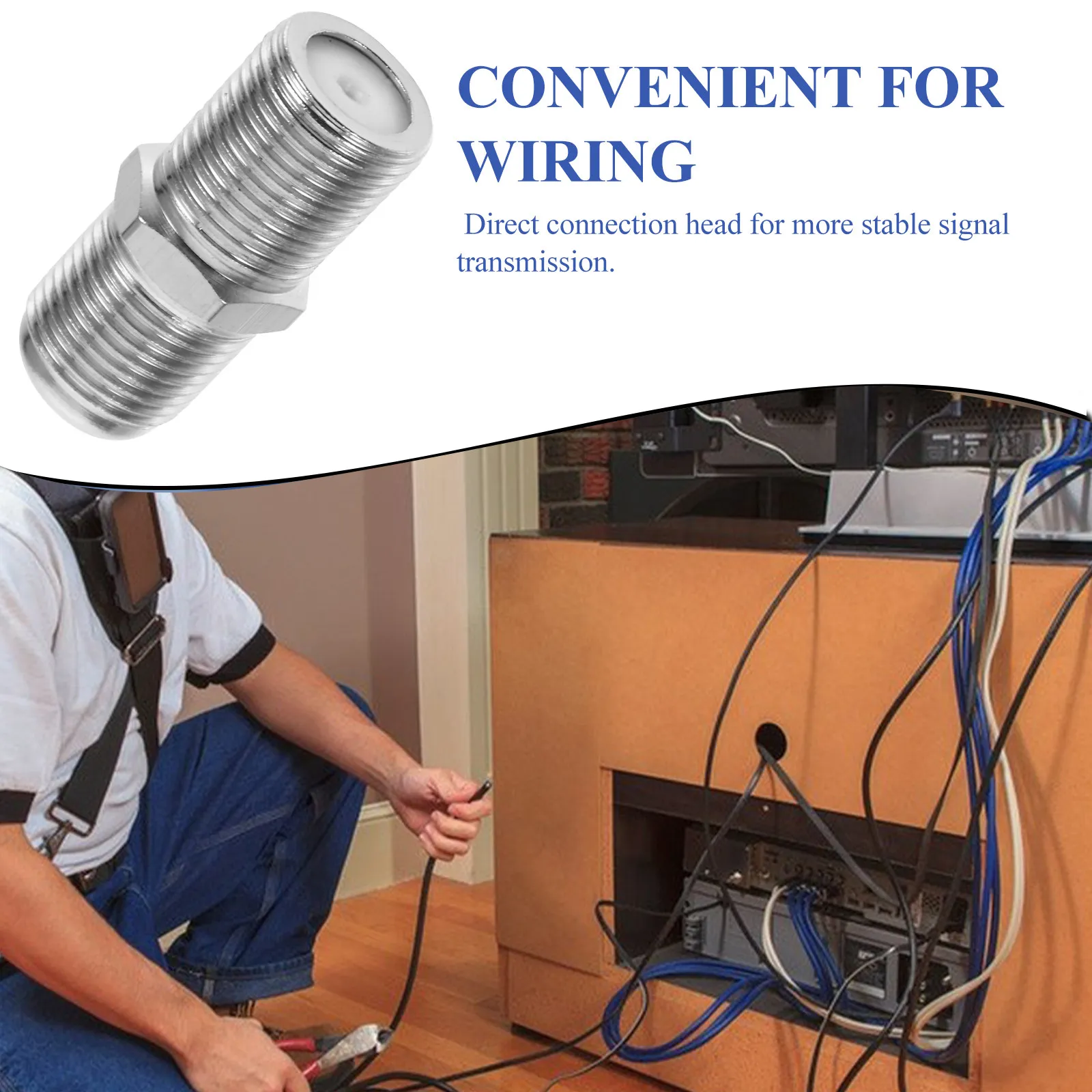 10Pcs TV Connection F-Type Coaxial Cable Female to Female Connector High Durability Copper Coaxial Cable Coupler Extension