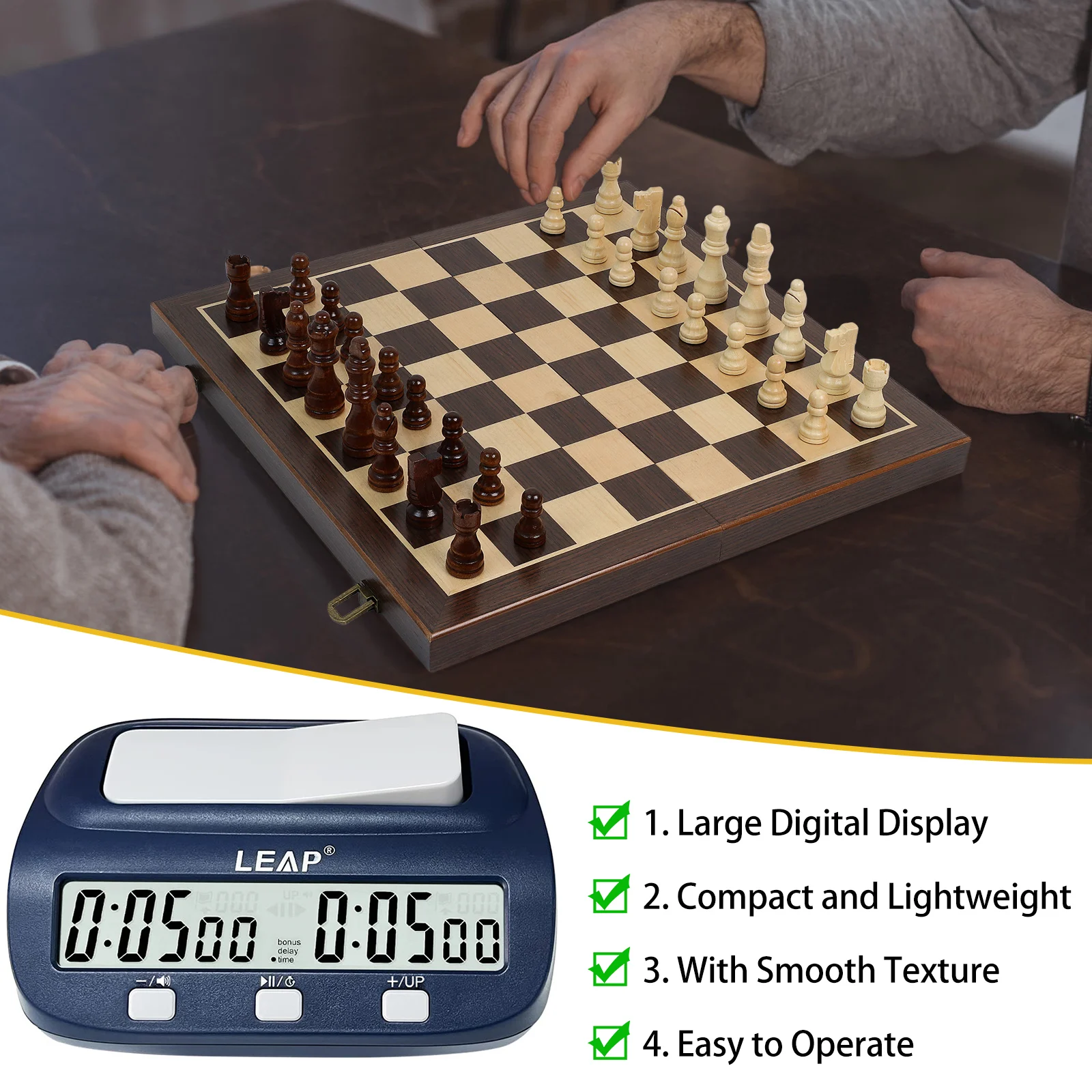 LEAP Chess Clock Digital Chess Timer Professional Chess Clock Timer with Time Bonus and Delay Features