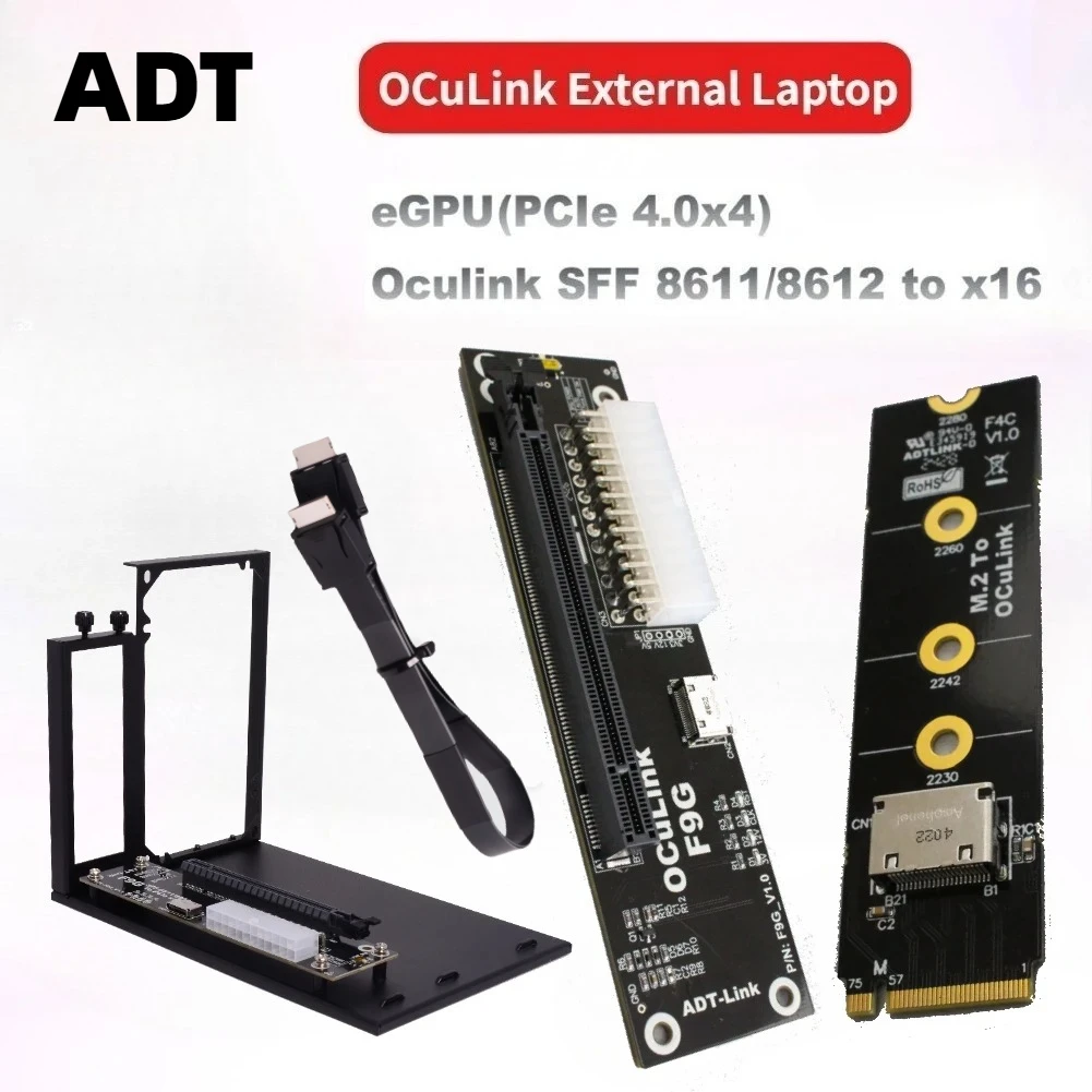 PCIe 4.0 F9G 64Gbps OcuLink Laptop External Graphics Card GPU Docking Station -M2 M.2 NVMe to SFF-8612 OcuLink EGPU Adapter Card