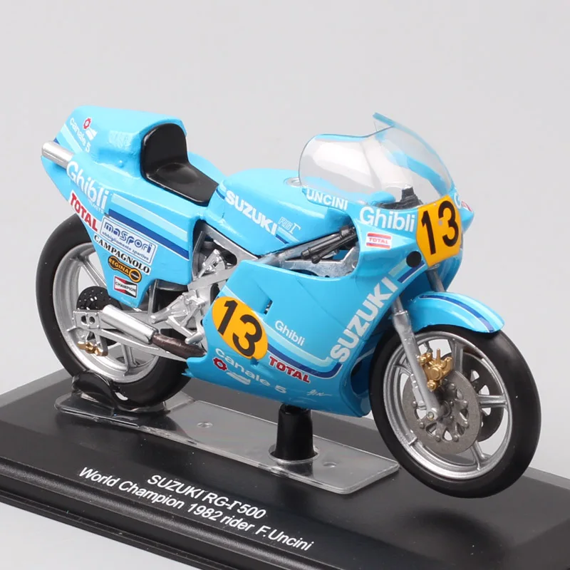 Italeri escala 1:22 suzuki rg 500 campeão do mundo 1982 piloto #13 franco uncini gp corrida bicicleta diecast brinquedo modelo de veículo motocicleta