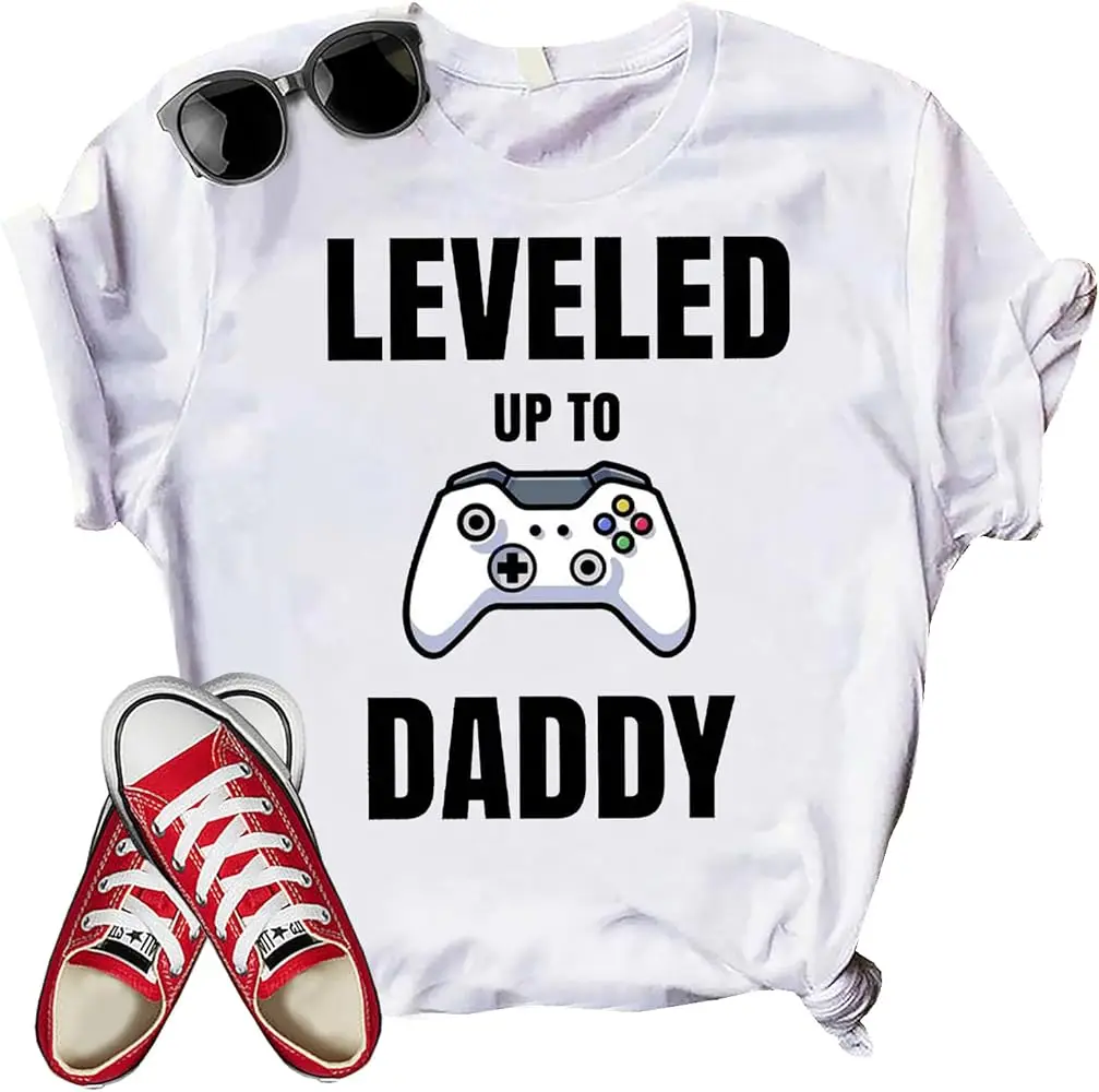 Leveled Up to Daddy Player Game T-Shirt, Matching Dad Shirt, Gamer Dad Shirt, Matching Dad Shirt, Fur Daddy Shirt