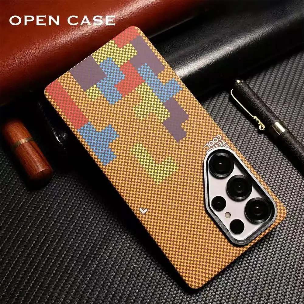 

For Samsung Galaxy S26Ultra S25 S24 S23 Ultra Carbon Fiber Texture MagSafe Case Magnetic Wireless Charging Metal Lens Hard Cover