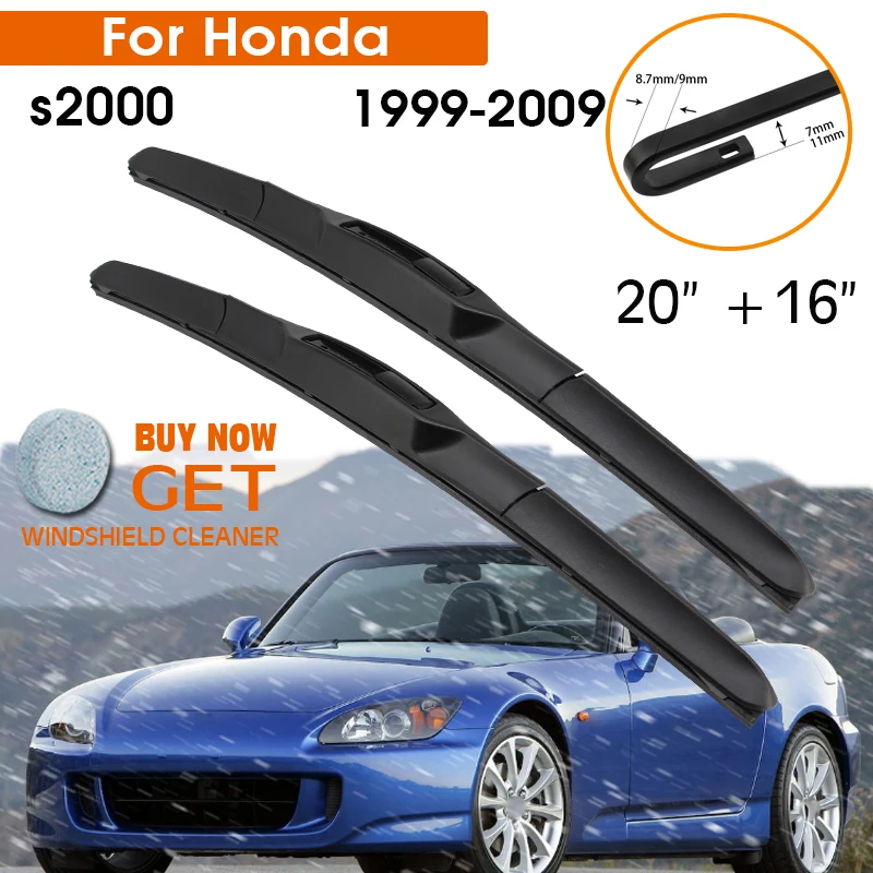 

Car Wiper For Honda s2000 1999-2009 Windshield Rubber Silicon Refill Front Window Wiper Blades 20"+16" LHD RHD Auto Accessories