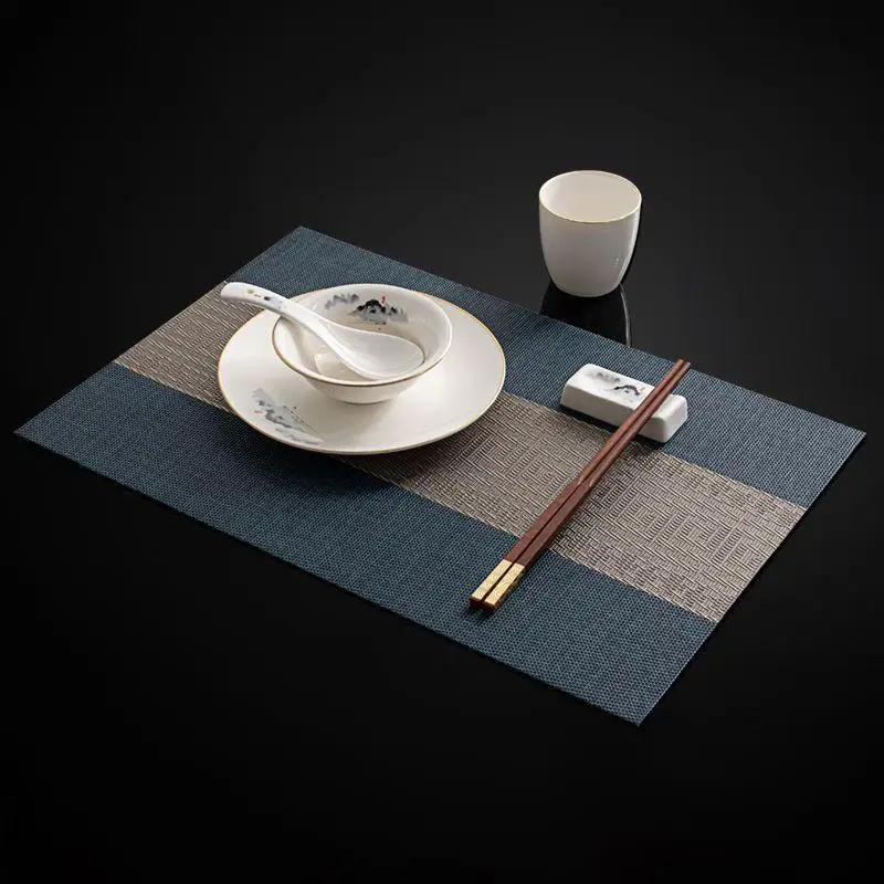 Chinese Style PVC Table Mat Woven Waterproof And Oil-proof Non-slip Light Luxury Table Mat Simple Household Cup Mat 45x30cm