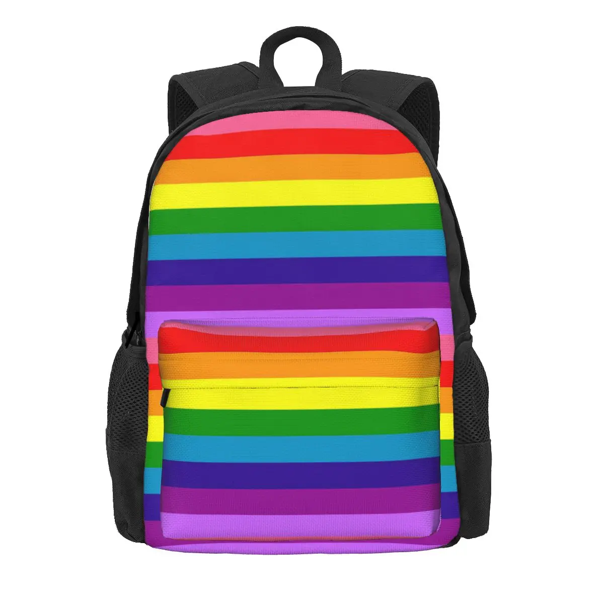 Rainbow Women Backpack Student School Bag Vertical Lines Pattern Computer Rucksack Kids Large Capacity Polyester Shoulder Bag