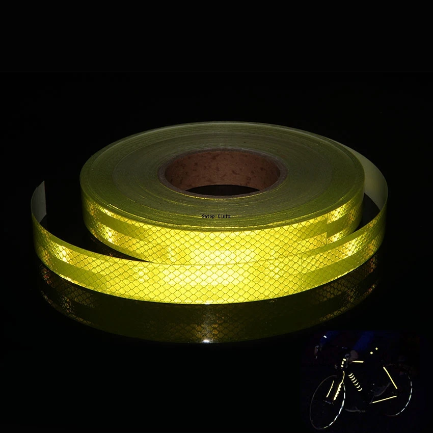 25mm*5m Fluorescent PET Reflective Tape Bicycle Waterproof Reflectors Sticker Self Adhesive Strip For Motorcycle Car Bike Helmet