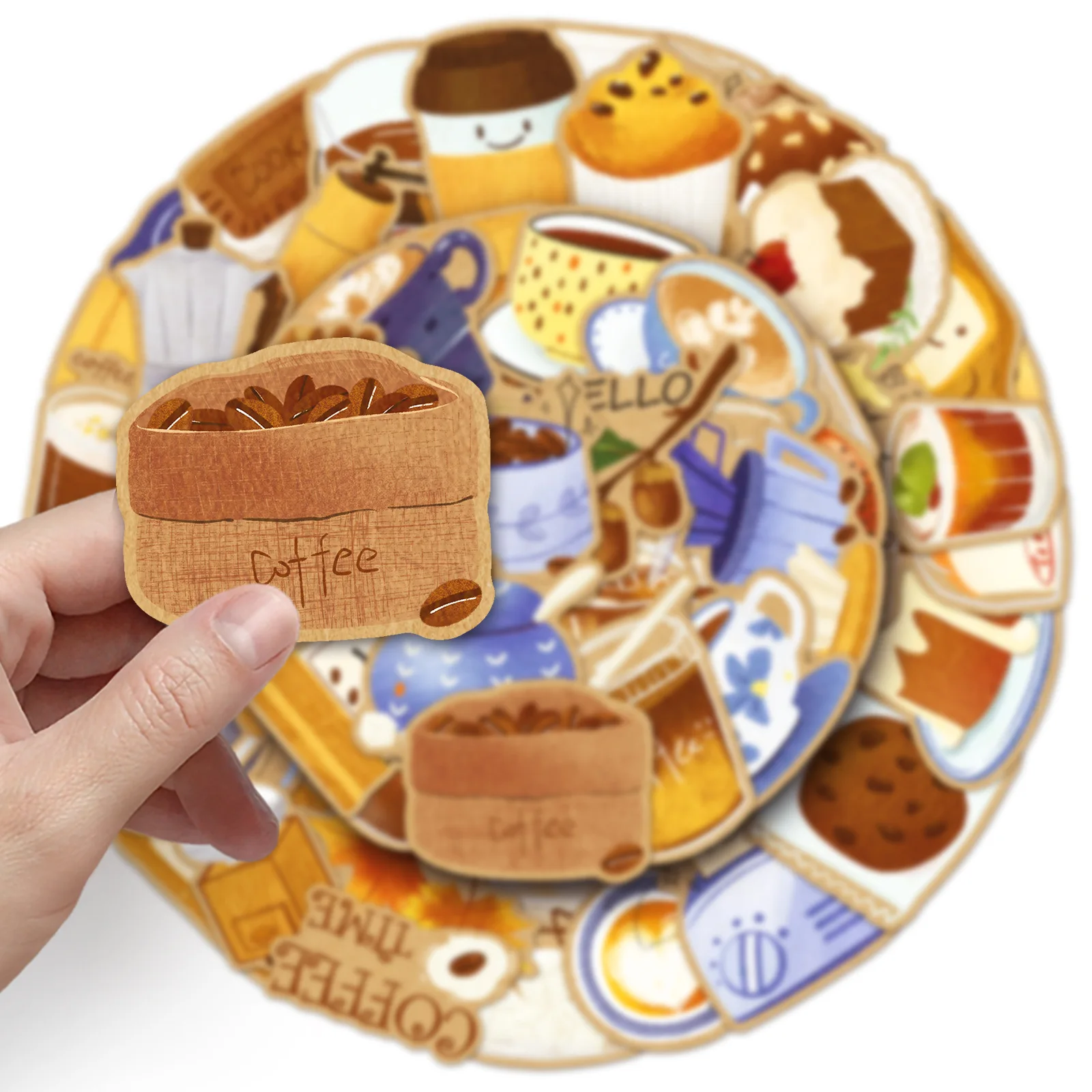 10/30/50 قطعة ملصقات الكتابة على الجدران القهوة الكرتون مرسومة باليد ملصقات الزخرفية الإبداعية DIY بها بنفسك الغيتار الهاتف كوب ماء سكيت