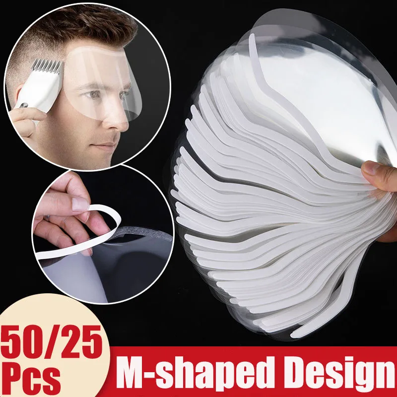 50/25Pcs M Shape Self-adhesive Makeup Shower Face Shields Visors Disposable Masks for Hairspray Salon Supplies Hairdressing Tool