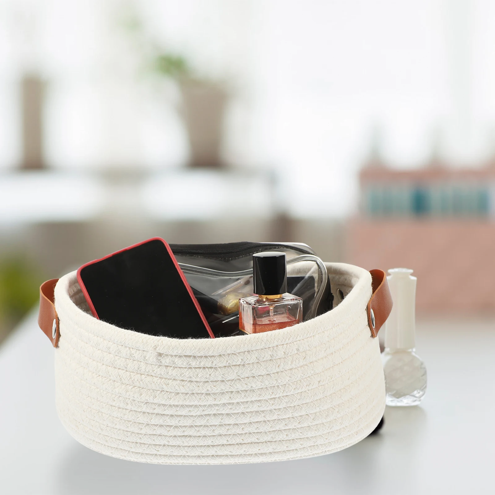 

Cotton Rope Storage Basket Woven Bathroom Organizer Toilet Paper Holder Home Office Supplies Snack Sundries