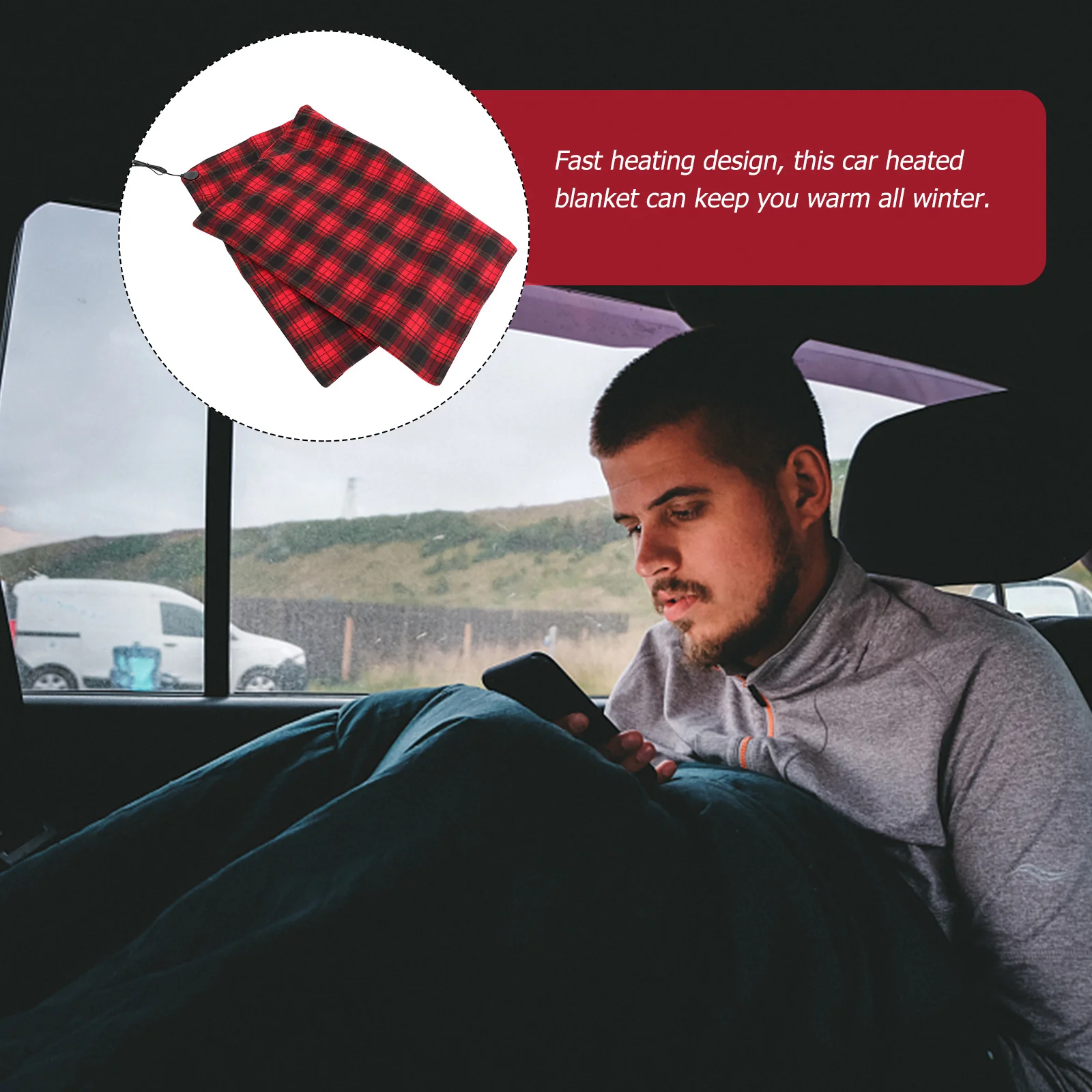 

Electric For Car 12V Heated Travel Blanket Fast Heating -Off Washable Car Heating Blanket Auto Interior