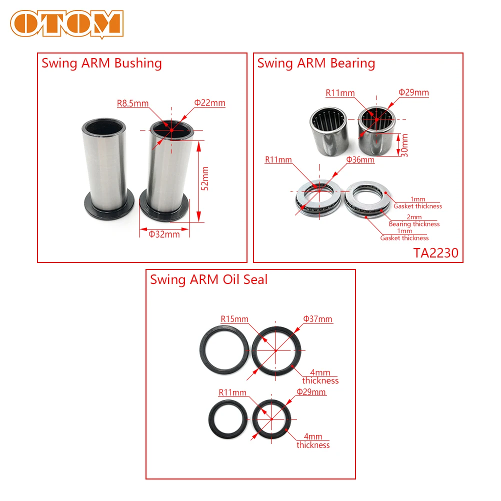 OTOM Motorcycle Swing ARM Maintenance Parts Rear Shock Absorber Suspension Bearing Oil Seal Bushings For SUZUKI DRZ400 SM RM 250