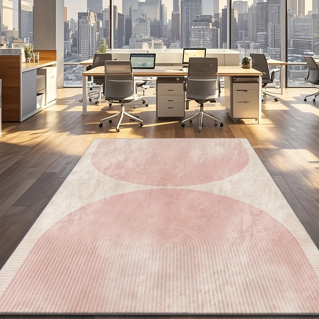 Clean Geometric Tunnel Design Washable Rug Durable Stain Resistant Mat For High Traffic Entryway Hallway Use