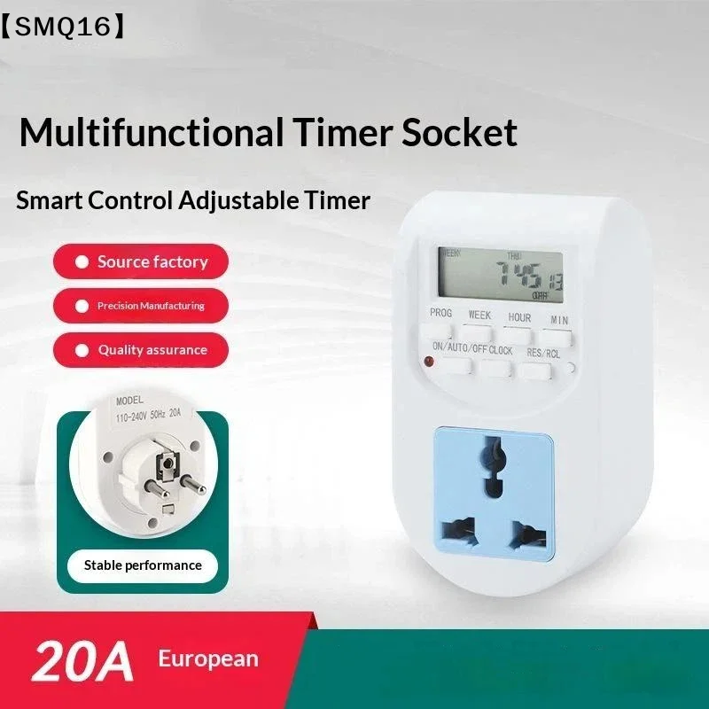 20A EU Plug Digital Display Programmable Energy Saving Socket Timer Electric Socket Timer Electric Socket Socket Timer【SMQ】