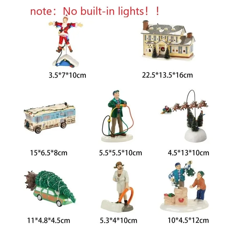 Christmas Luminous Resin House Santa Claus Car House Rural Holiday Garage Decoration Desktop Decoration Statue Christmas Gift