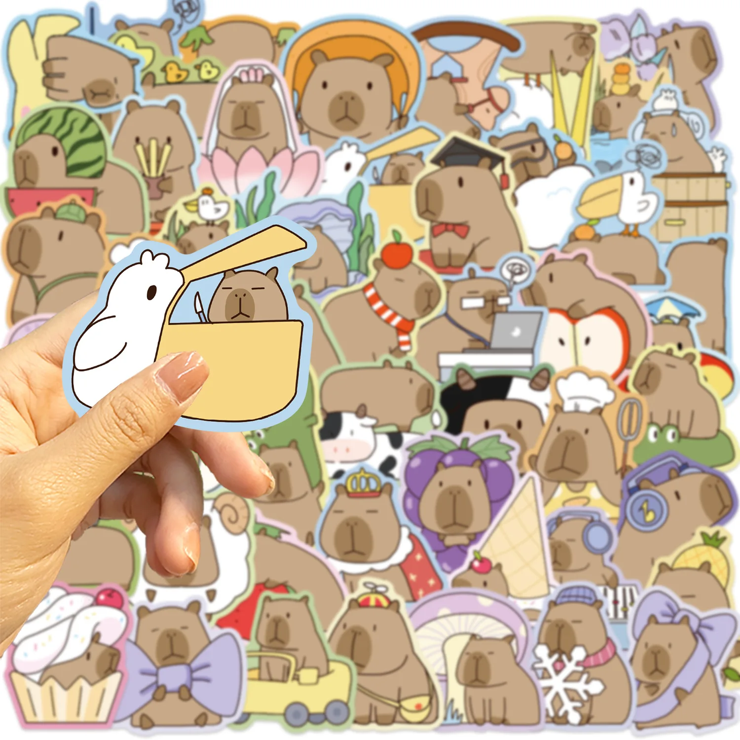 

10/50PCS Capibala Graffiti Stickers Cartoon Kawaii Hand drawn Cozy for Water Cup Phone Computer Notebook Stationery Luggage