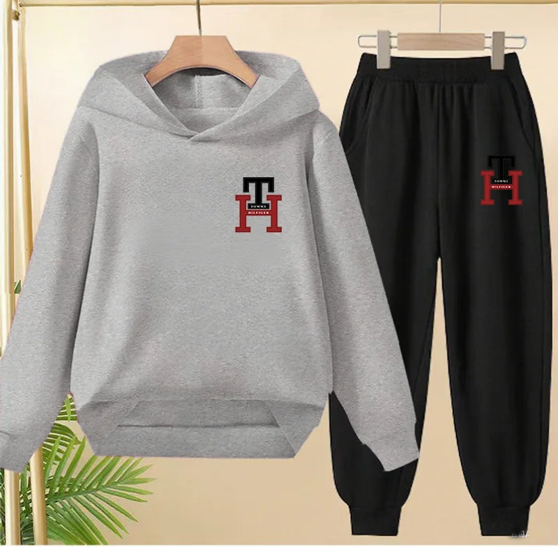 الأطفال العصرية الخريف هوديي السراويل قطعتين دعوى صبي فتاة معطف الملابس